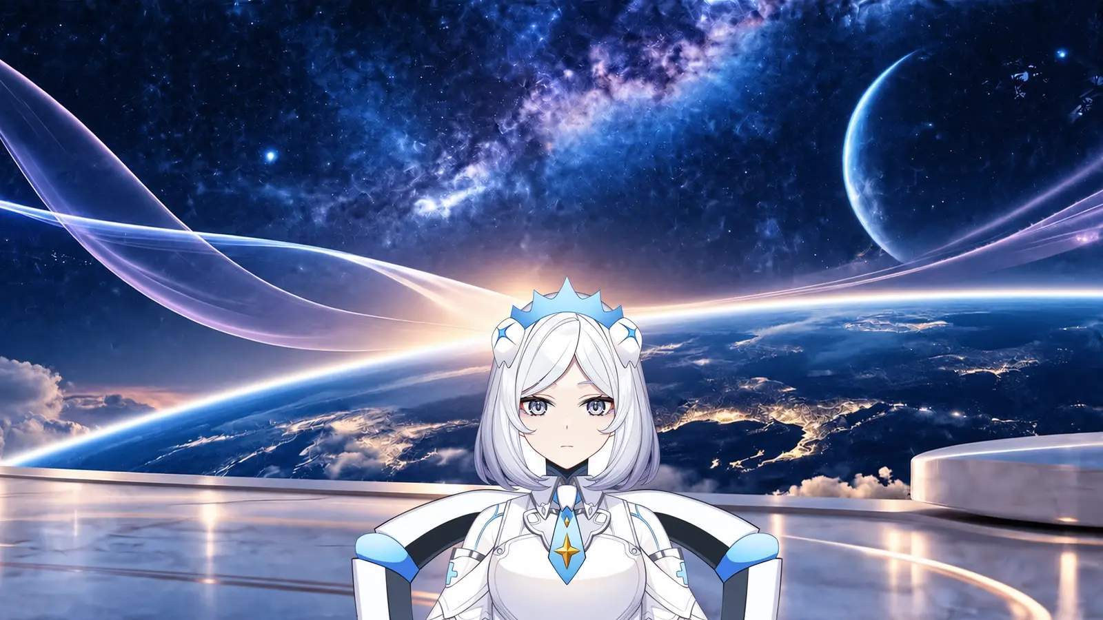 宇宙を背景に立つコスメティックカルチャーのキラ・ネビュラ