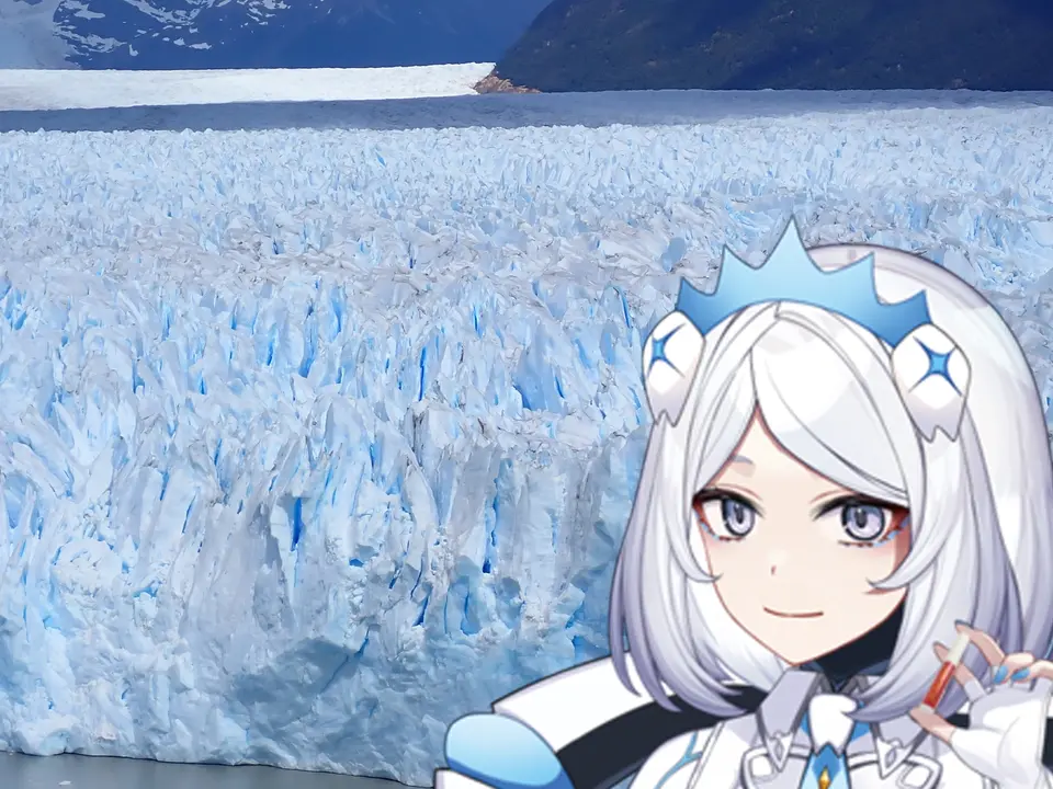 アルゼンチン・パタゴニア地方の氷河を背景に立つキラ・ネビュラ