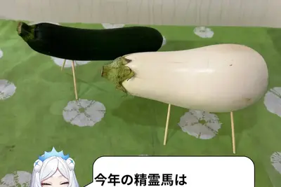 文化観察ログ｜白ナスとズッキーニで作ったお盆の精霊馬